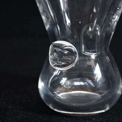 Steuben Signed Art Glass Modernist Pinched Dot Flared Signet Vase By