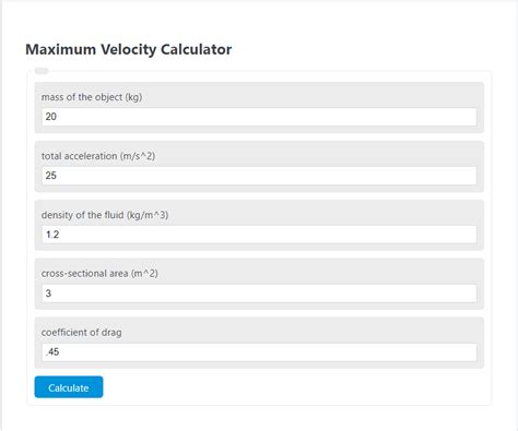 Maximum Velocity Calculator - Calculator Academy