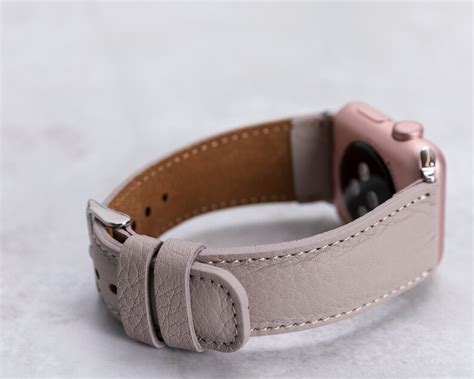 Beige Genuine Leather Apple Watch Band 38mm 40mm 42mm 44mm Etsy