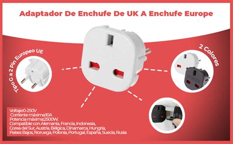 CABLEPELADO Adaptador Enchufe UK A Europeo Adaptador Enchufe Viaje