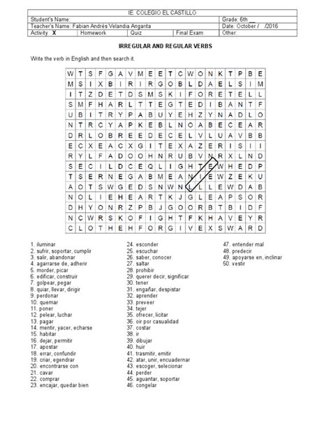 Sopa De Letras Verbos Ellipsis Rules Prueba Gratuita De 30 Días Scribd