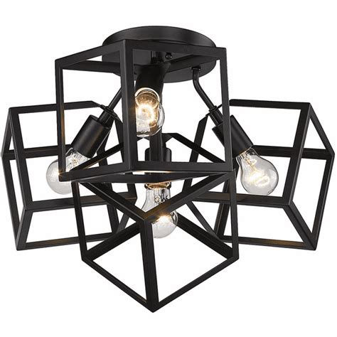 Golden Lighting 2086 4SF BLK Cassio Modern Matte Black Overhead Light