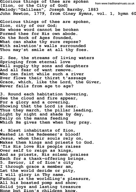 Old English Song Lyrics For Glorious Things Of Thee Are Spoken With Pdf