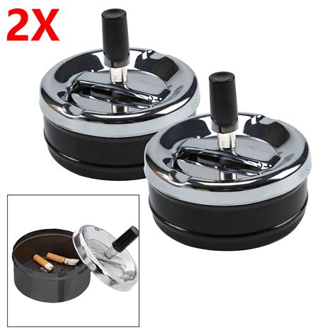 2PCS Windproof Smoking Holder Black Stainless Steel Cigarette Lidded