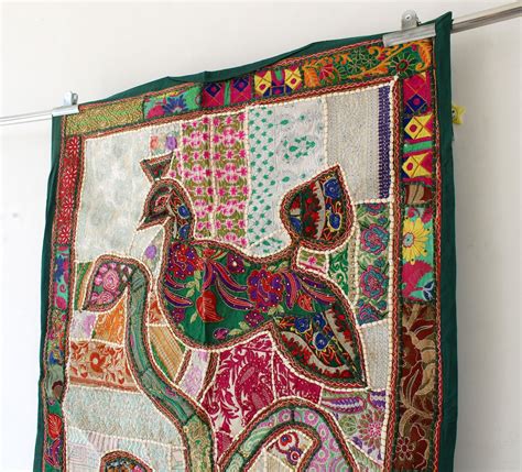 Sari Patchwork Wall Hanging Tapestry Indian Vintage Bohemian Etsy