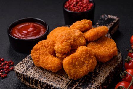 Deliciosos Nuggets De Frango Crocantes Frescos Em Um Fundo Escuro De