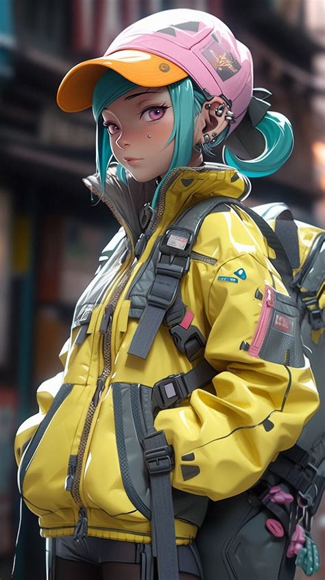 Artstation Techwear Jacket Fashion Cyberpunk Girl Character Design