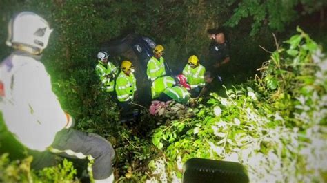 Lucky Escape As Car Falls Down 40ft Stourbridge Embankment Bbc News