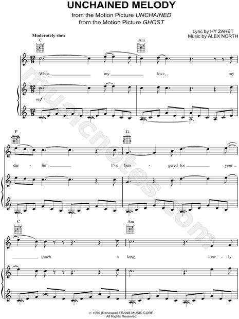 The Righteous Brothers Unchained Melody Sheet Music In C Major