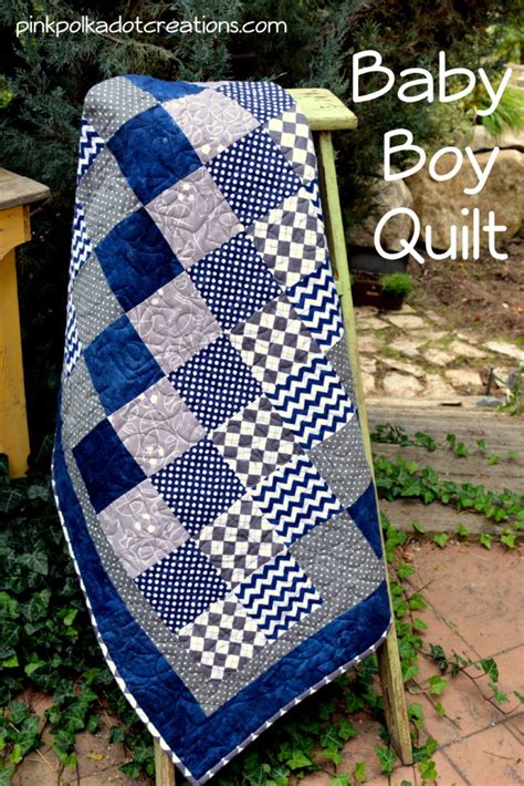 Baby Boy Quilt - Pink Polka Dot Creations