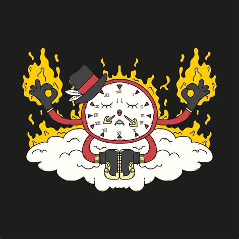 magic clock meditate vector illustration  vector art  vecteezy