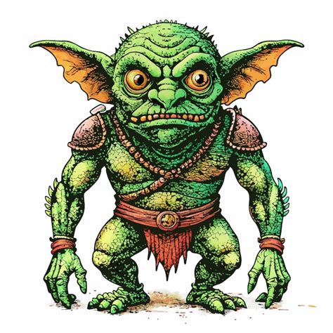 Monstro Verde Bonito Feio Goblin Zumbi Assustador Desenhado M O