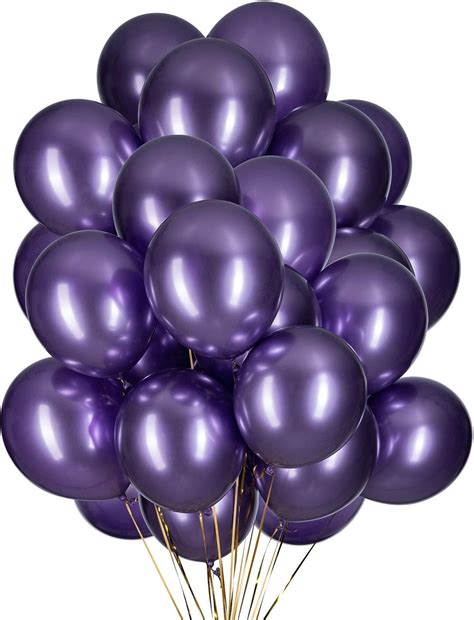 12 Inch Purple Chrome Balloons Metallic Party Latex Helium Balloon,Pack ...