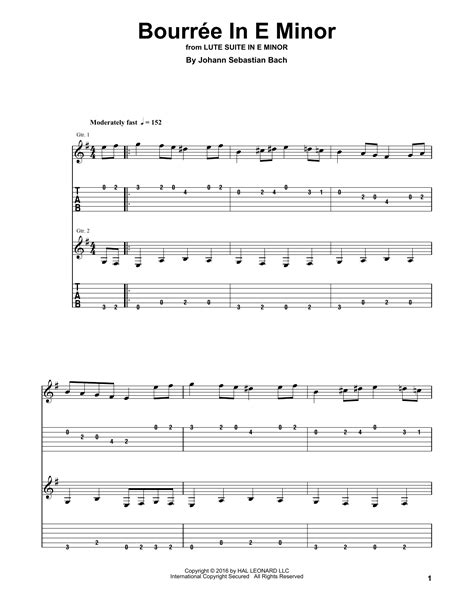 Bourrée In E Minor by Johann Sebastian Bach - Guitar Tab Play-Along - Guitar Instructor