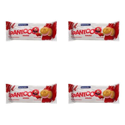 Kit 4 Und Biscoito Itamaraty Mini Spantoo Morango 30g Biscoito