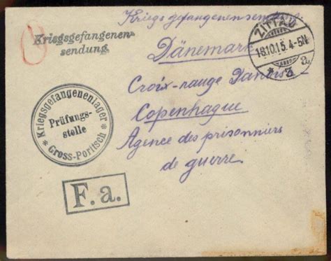 Germany WWI POW Camp GROSS PORITSCH ZITTAU Kriegsgefangenen Denmark