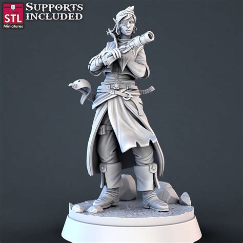 Female Elf Pirate Stl Miniatures 32mm Tabletop Gaming Miniature