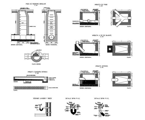 Sanitation Sections And Plumbing Structure Cad Drawing Details Dwg File