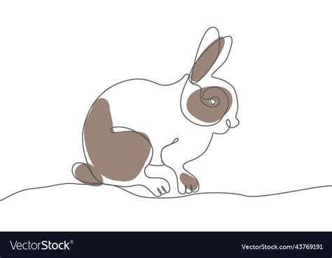 Rabbit Continuous Line Hand Drawn Icon Drawing Vector Image