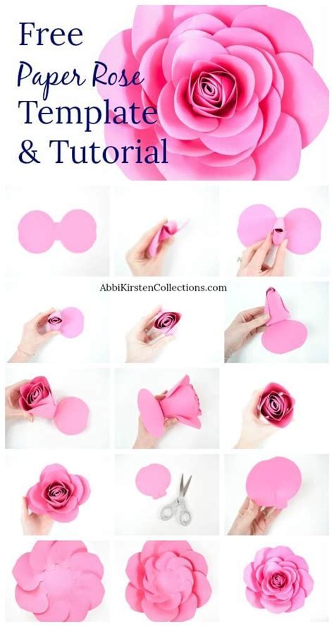 Free Large Paper Rose Template: DIY Camellia Rose Tutorial. How to make large paper roses ...