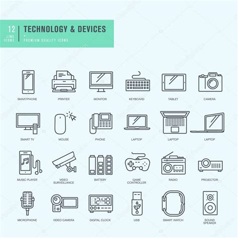 Conjunto De Iconos De L Nea Delgada Iconos Para Tecnolog A