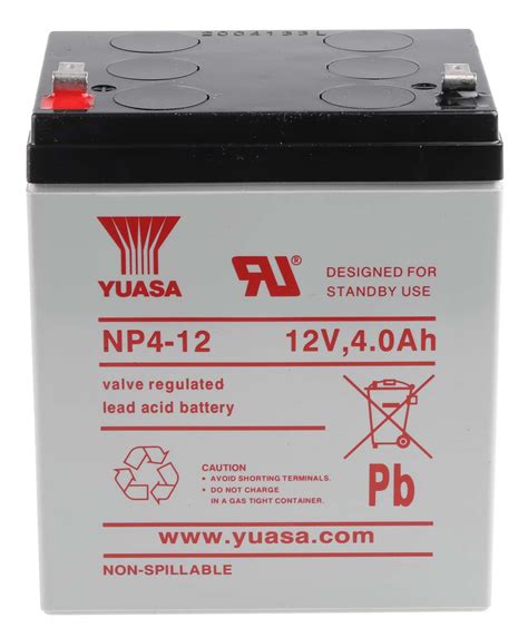 Yuasa 12V NP4 12 Sealed Lead Acid Battery 4Ah RS Components Indonesia