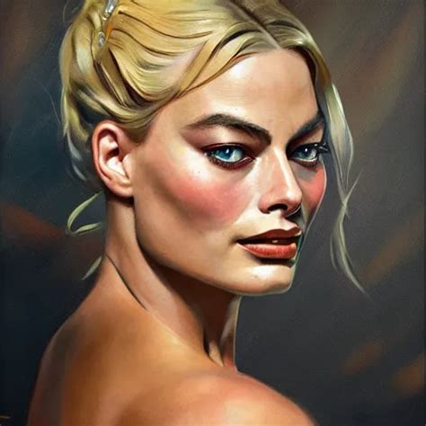 Ultra Realistic Portrait Painting Of Margot Robbie As Stable