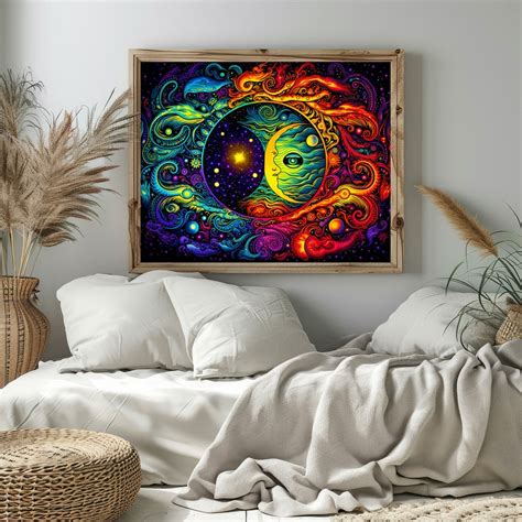 Harmony In Celestial Balance Psychedelic Yin Yang Series Print Wall