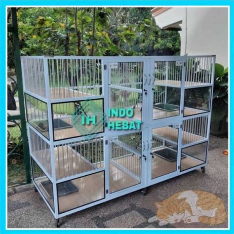 Jual Kandang Kucing Aluminium Kamar Pintu Putih Tingkat Lantai