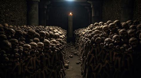 Premium Photo | Skulls in Subterranean Catacombs