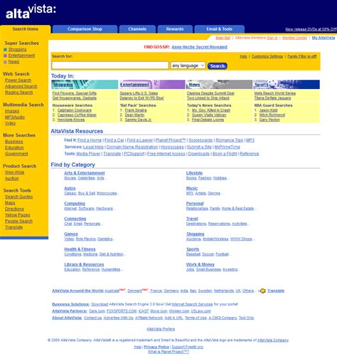 AltaVista in 2000 - Web Design Museum