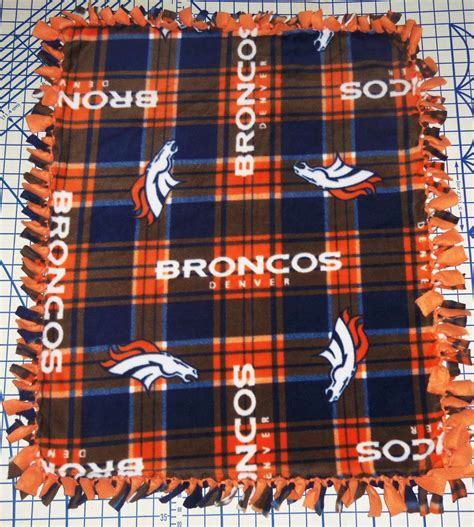 Denver Broncos Fleece Blanket Plaid Baby Pet Dog NFL Football Shower Gift