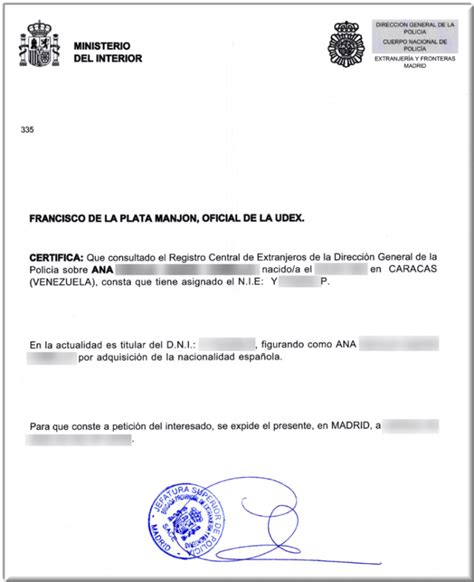 Certificado De Concordancia Cambio De Nie A Dni