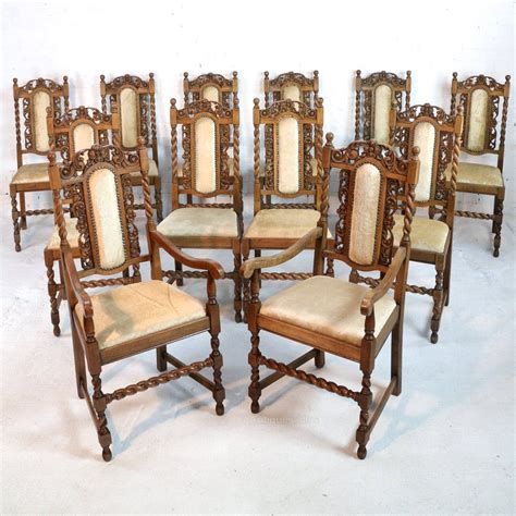 Set Of 12 Jacobean Carved Oak Dining Chairs Antiques Atlas Antique