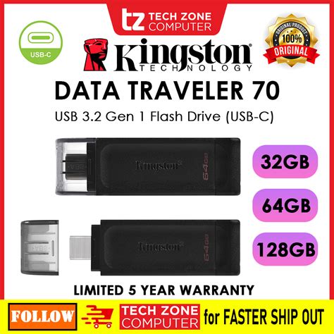 Kingston Datatraveler 70 Dt70 Usb C Flash Drive Pendrive 32gb 64gb