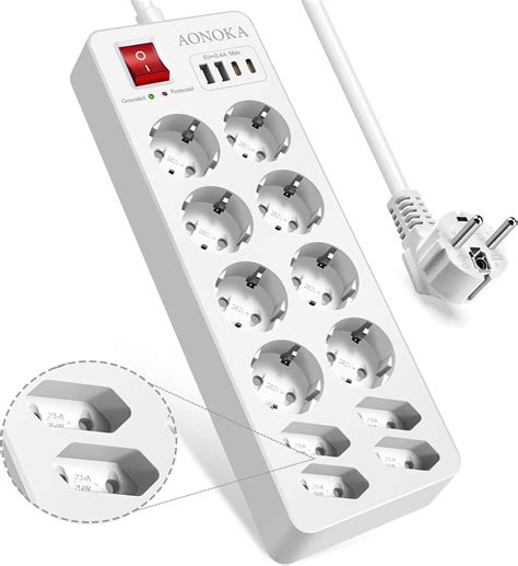 Nveeshox Steckdosenleiste Mit Usb Fach Steckdosenleiste Mit