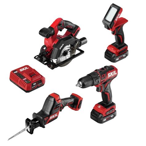 Skil Pwr Core 12™ Brushless 12v Cordless 4 Tool Kit Drill Circular Saw Recip Saw And Led