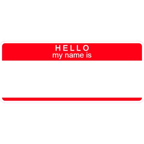 Hello My Name Is Red Name Tag