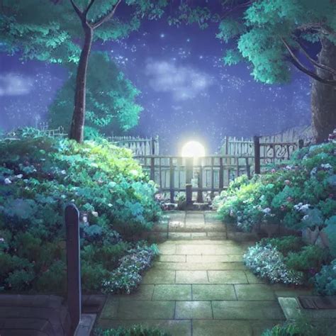 A Secret Garden At Night Moon By Makoto Shinkai Stable Diffusion