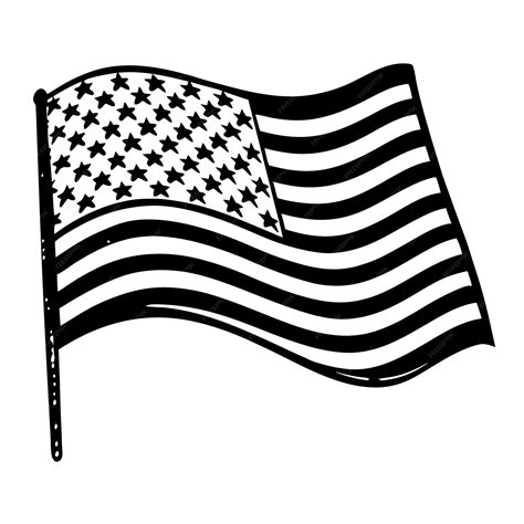 Black and white flag of United States of America USA flag coloring book