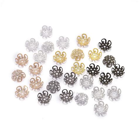 Pcs Mm Gold Metal Hollow Flower Spacer Beads End Caps Pendant