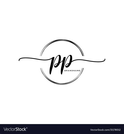 Pp Initial Handwriting Logo With Circle Template Vector Image