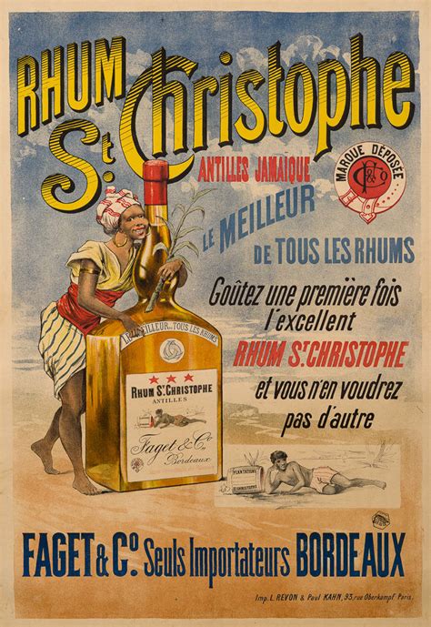 RHUM SAINT CHRISTOPHE Faget et Cie Bordeaux Affiche lithographiée