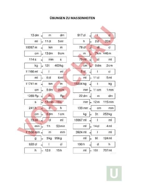 Arbeitsblatt Masseinheiten Mathematik Sachrechnen Gr Ssen