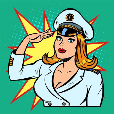 Woman Captain Of A Sea Ship Stock Vector Illustration Of Cheerful