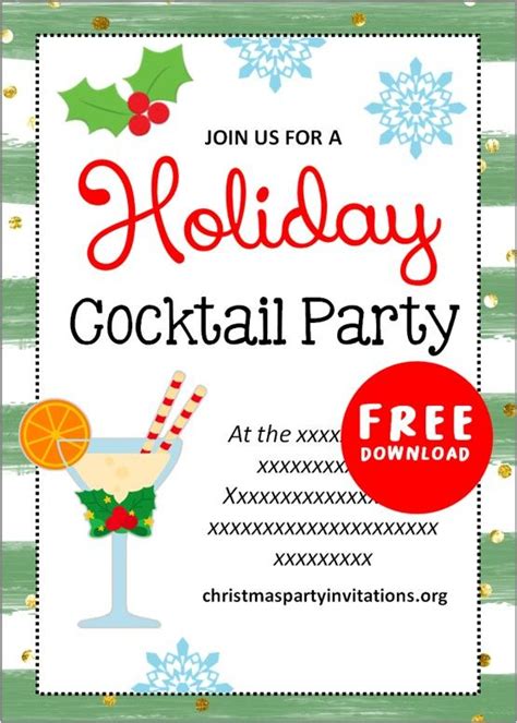 Free Printable Christmas Cocktail Party Invitations Templates 🍹 ...