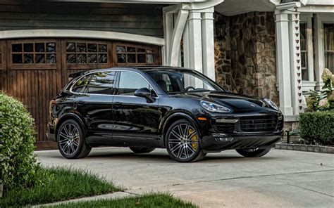 Download wallpapers Porsche Cayenne Turbo S, exterior, black luxury SUV, black Cayenne Turbo S ...