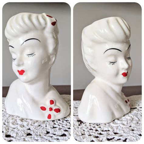 Head Vase Napco Lady Head Vase Vintage Vase Vintage Head Etsy