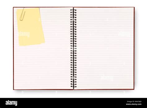 Writing Book Or Scrapbook With Yellow Sticky Notes Isolated On A White