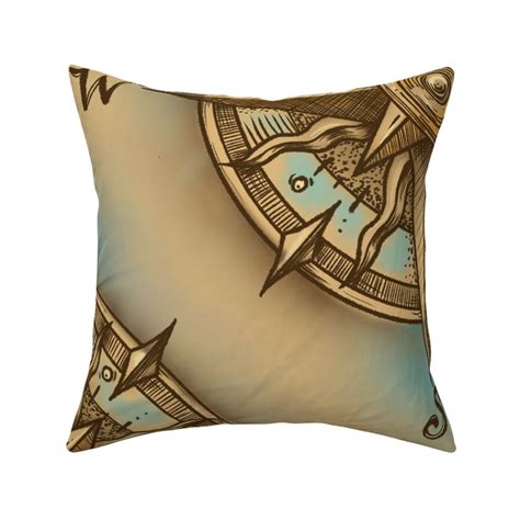 Classic cartography compass linocut and Fabric | Spoonflower